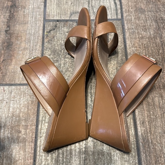 Tory‎ Burch Women’s Tan Leather Slide Wedges SZ 9 - Picture 7 of 12